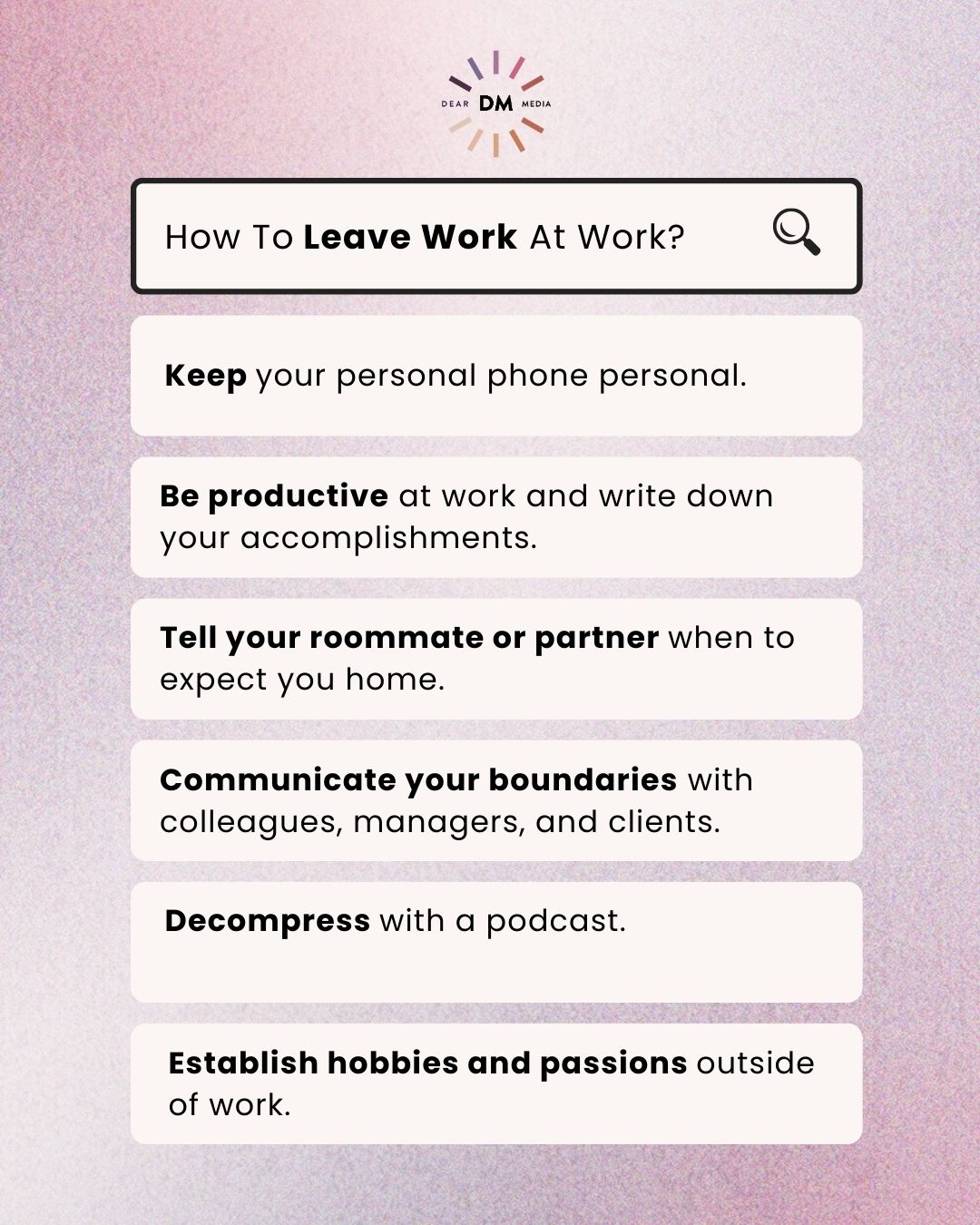 List of ways you can leave work at work 
