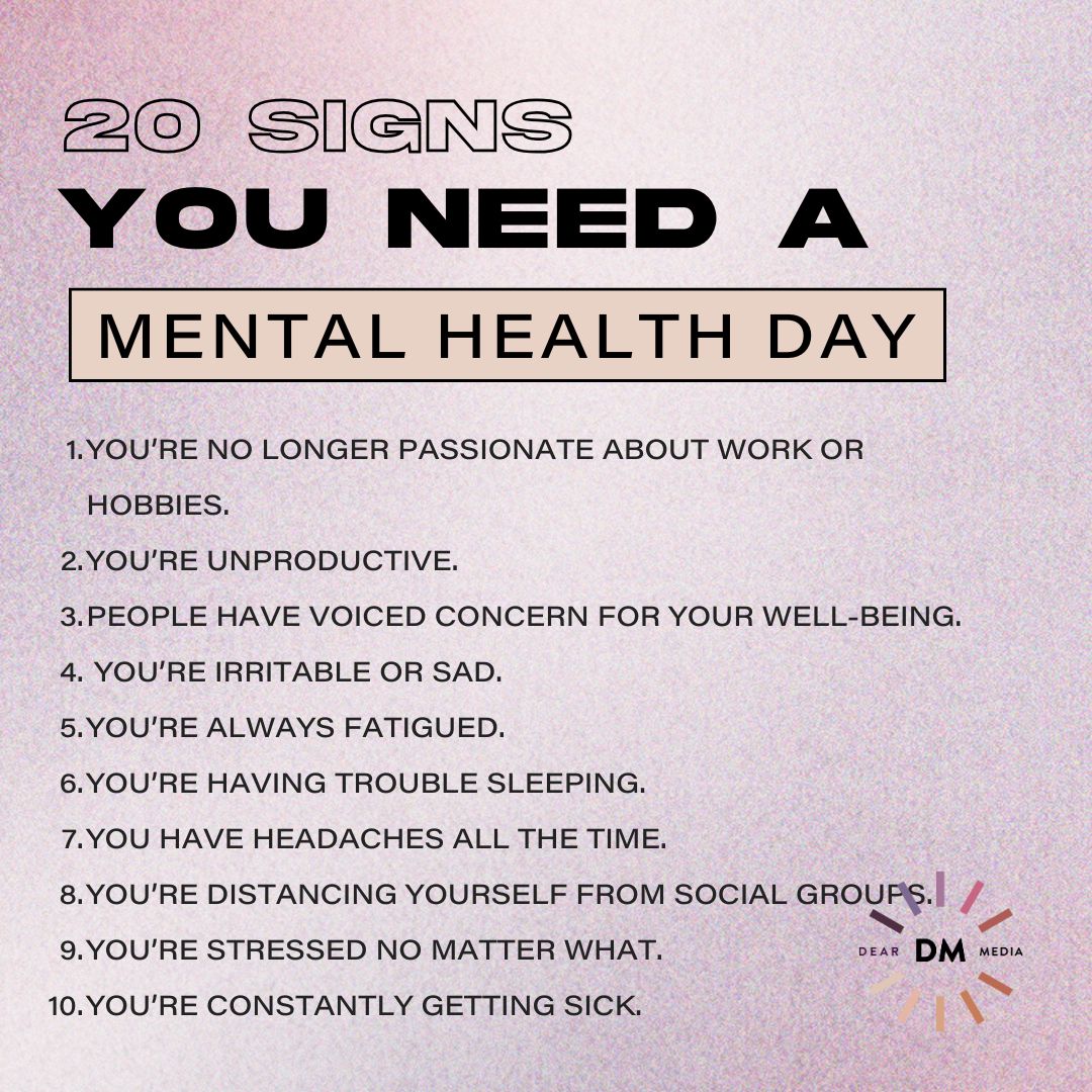 Signs you need a mental health day