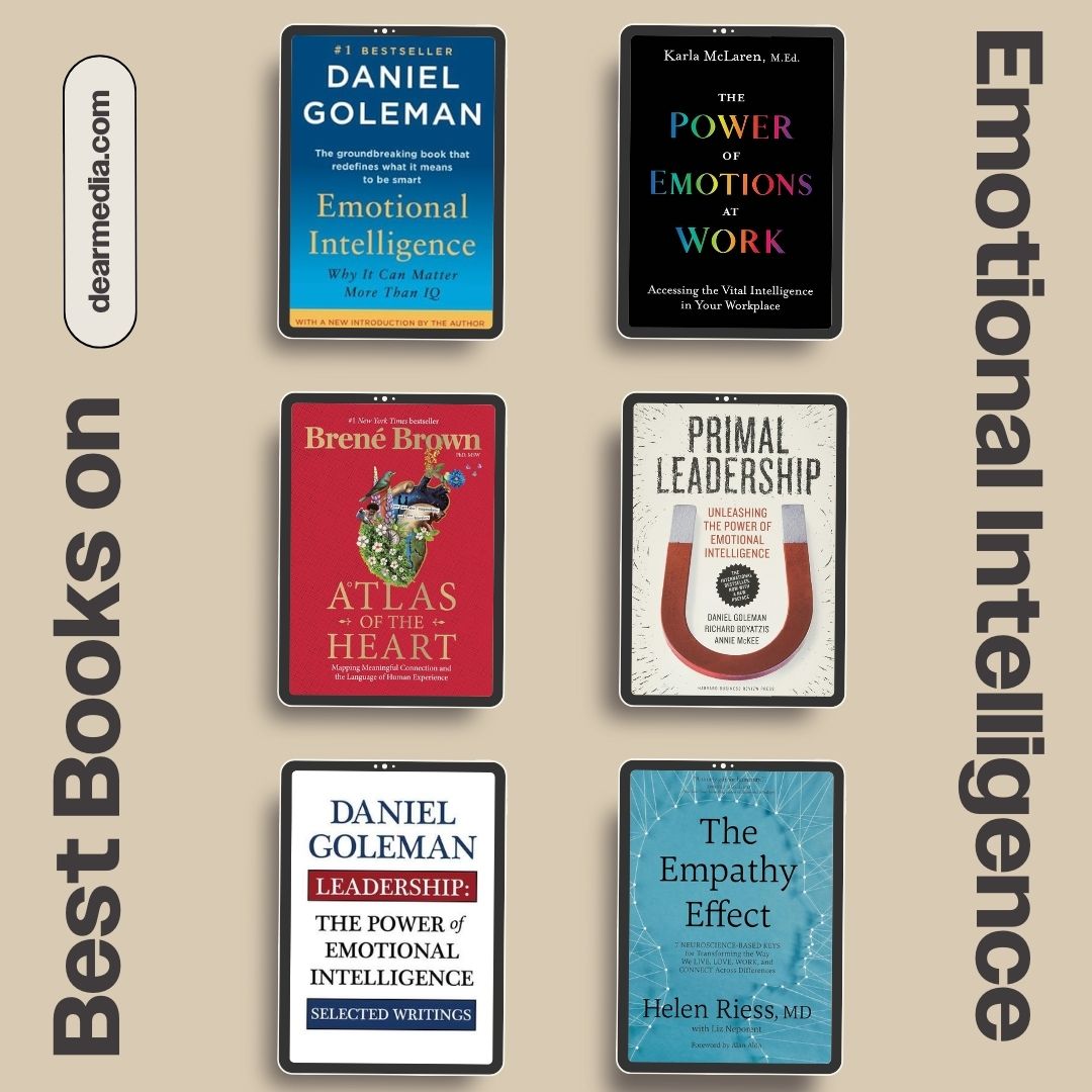 Set of book covers on emotional intelligence 