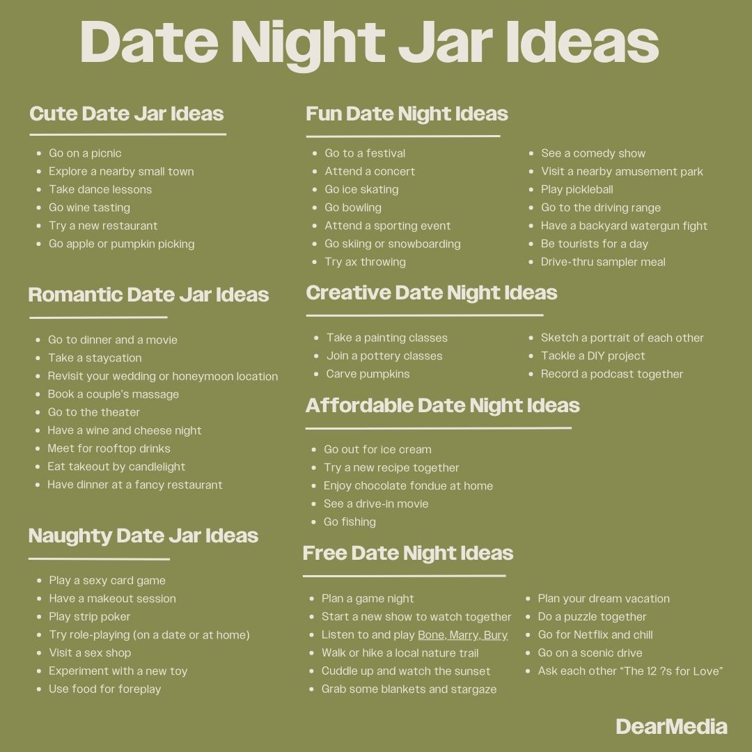 List of over 55 date night jar ideas