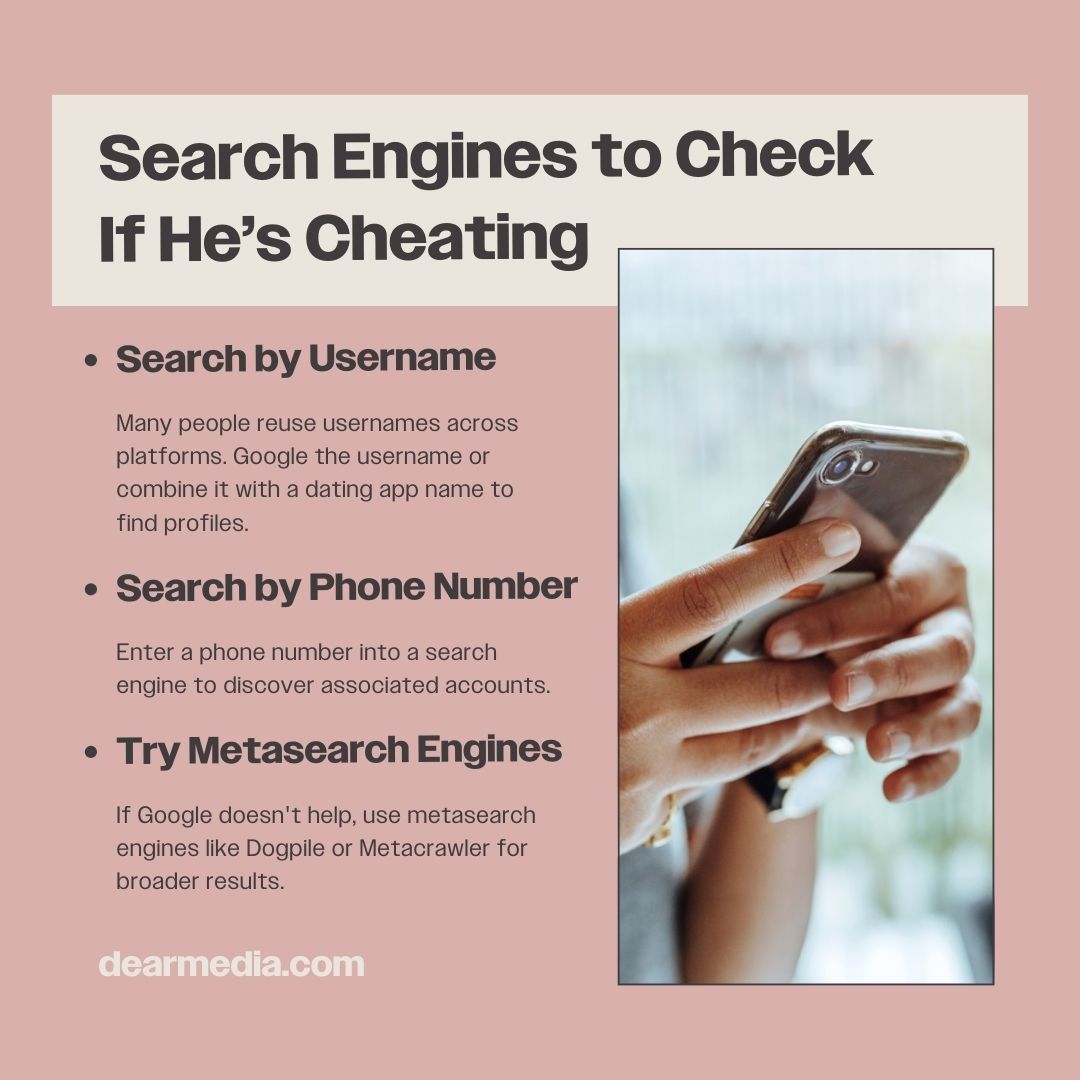 search engines to check if he's cheating