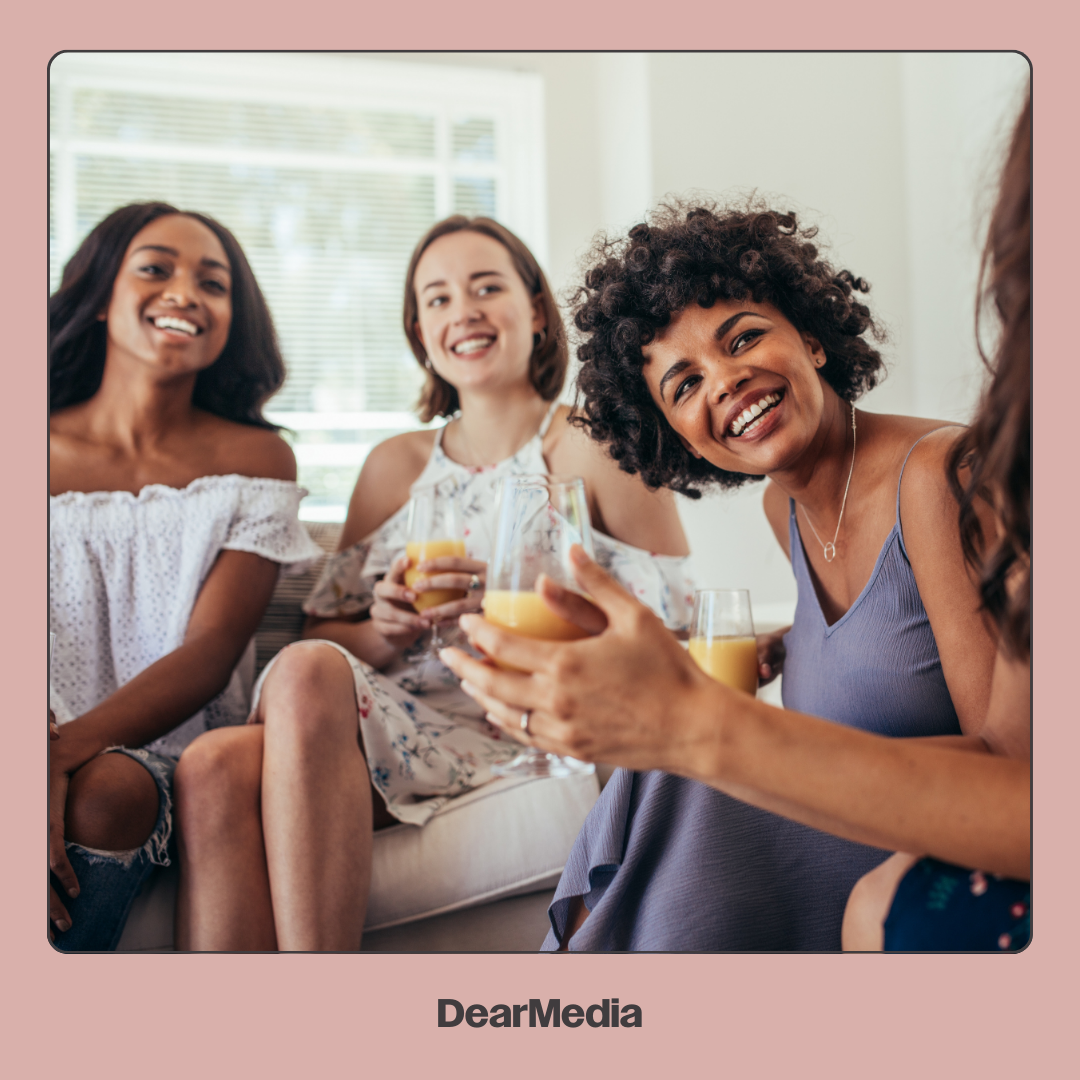 Moms In A Party Talking and Drinking Juices