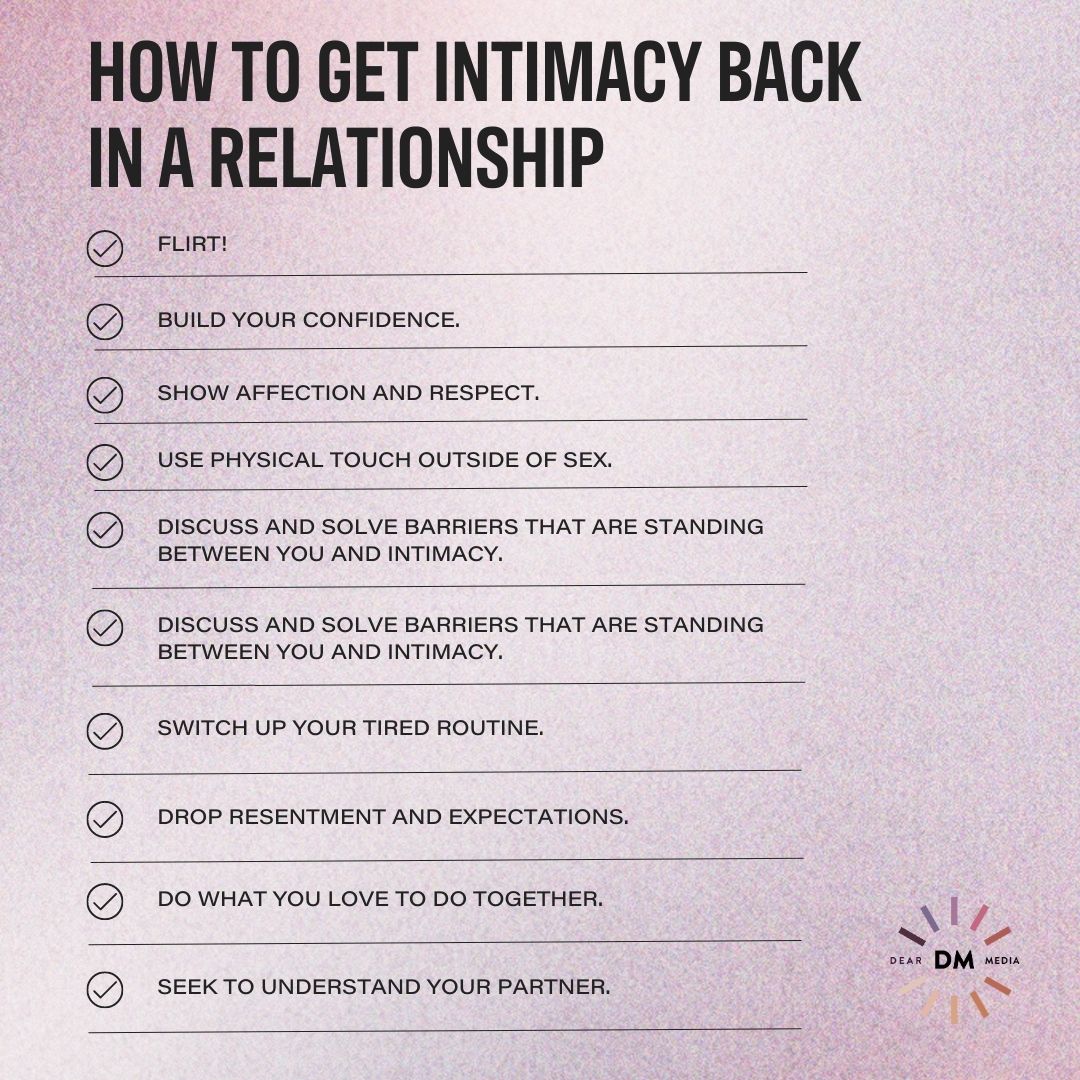 List of ways to get intimacy back into the relationship