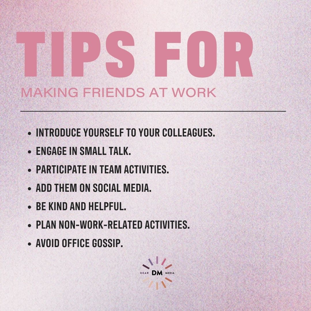 list of tips for making friends at work